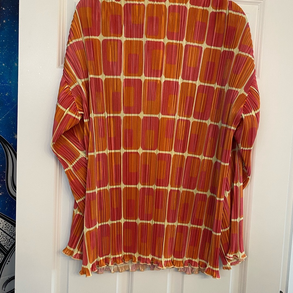 Vibrant Orange and Yellow Long Sleeve Boxy Button Down Shirt